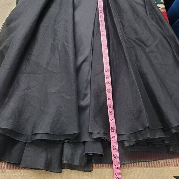 Vintage Reva Mivasagar Black Sleeveless Silk Maxi Gown Sz 10/M Wedding Evening - Picture 6 of 6